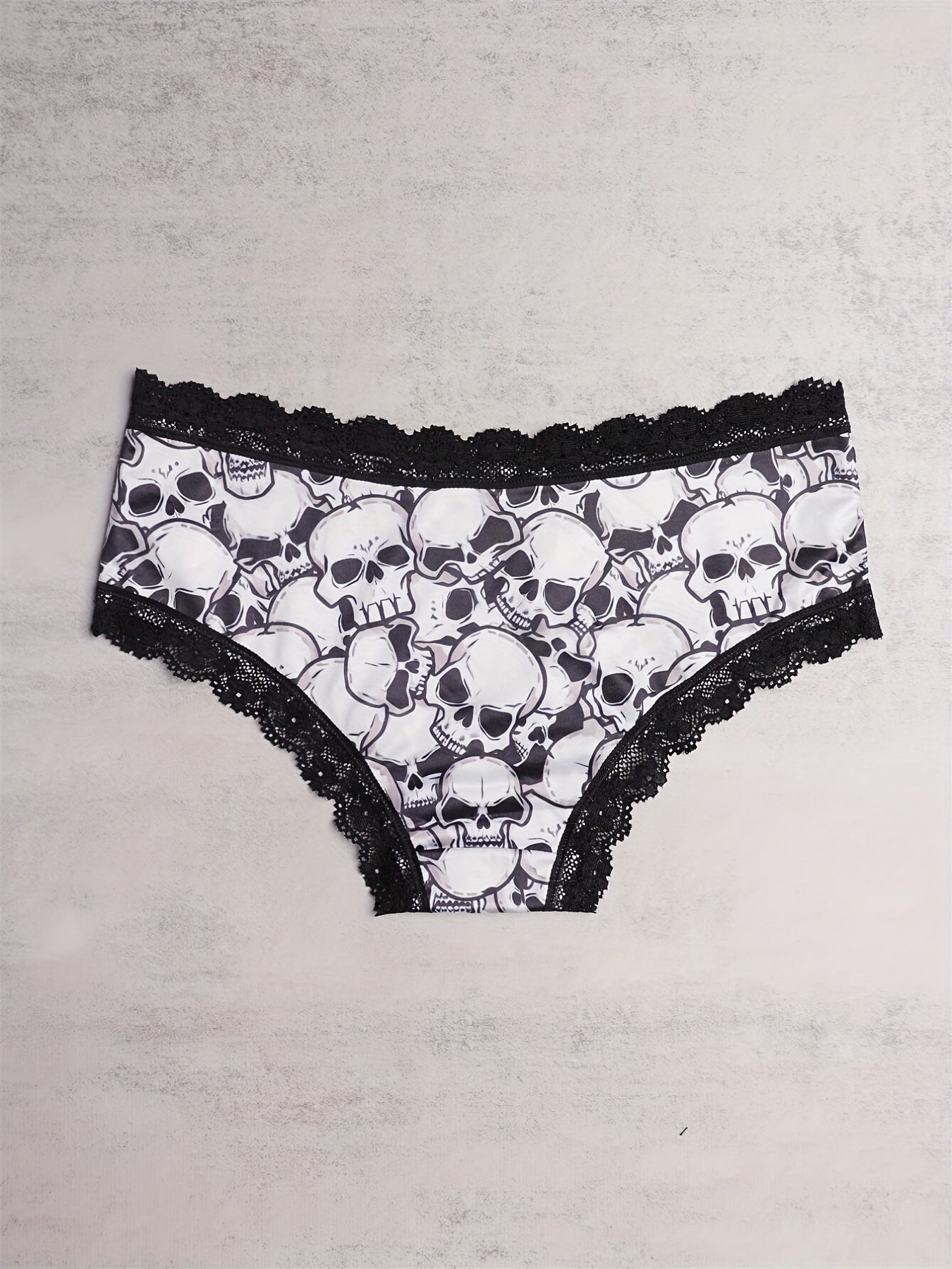 3pcs Lace Hipster Panties Skull Print Intimates Women's Underwear