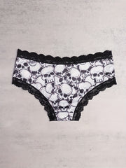 3pcs Lace Hipster Panties Skull Print Intimates Women's Underwear