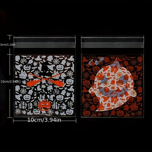100pcs Halloween Snack Bags Self Adhesive Goodie Bags