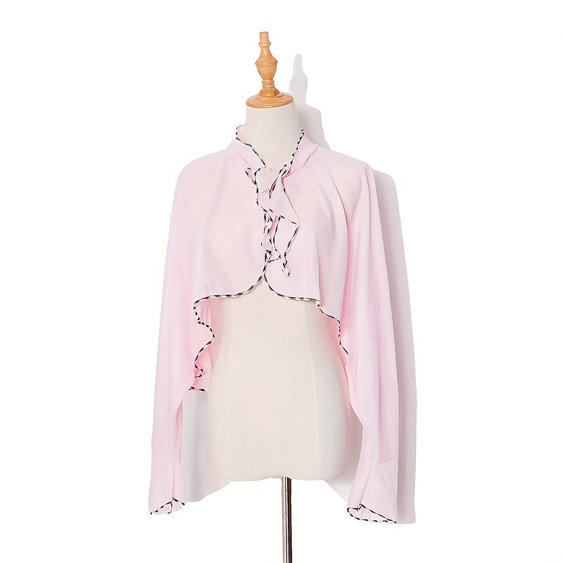 Chiffon Ruffles Sunproof Shawl UV Protection Cape
