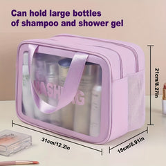 Purple Toiletry Bag Travel Bag With Handle Dry Wet Separation Makeup Cosmetic