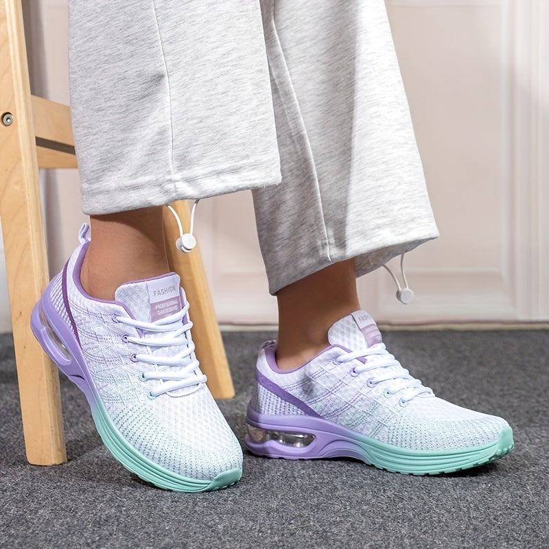 Ombre Lace Up Running Shoes Air Cushion Breathable Sneakers