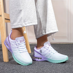 Ombre Lace Up Running Shoes Air Cushion Breathable Sneakers