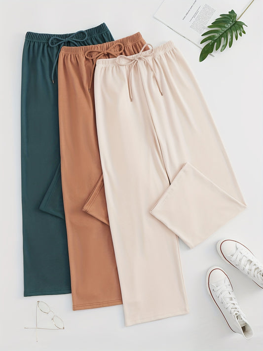 Women's Lace Up Lounge Pants Solid Elastic Waistband Cozy Loungewear