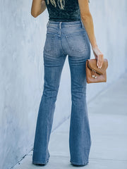 Washed Ripped Flared Leg Jeans