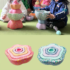 Flower Stacking River Stone Toys Balance Training Sports Coordination Skills