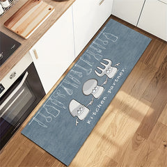 Grey Background Runner Rug Crystal Velvet Carpet Tableware Pattern Floor Mat