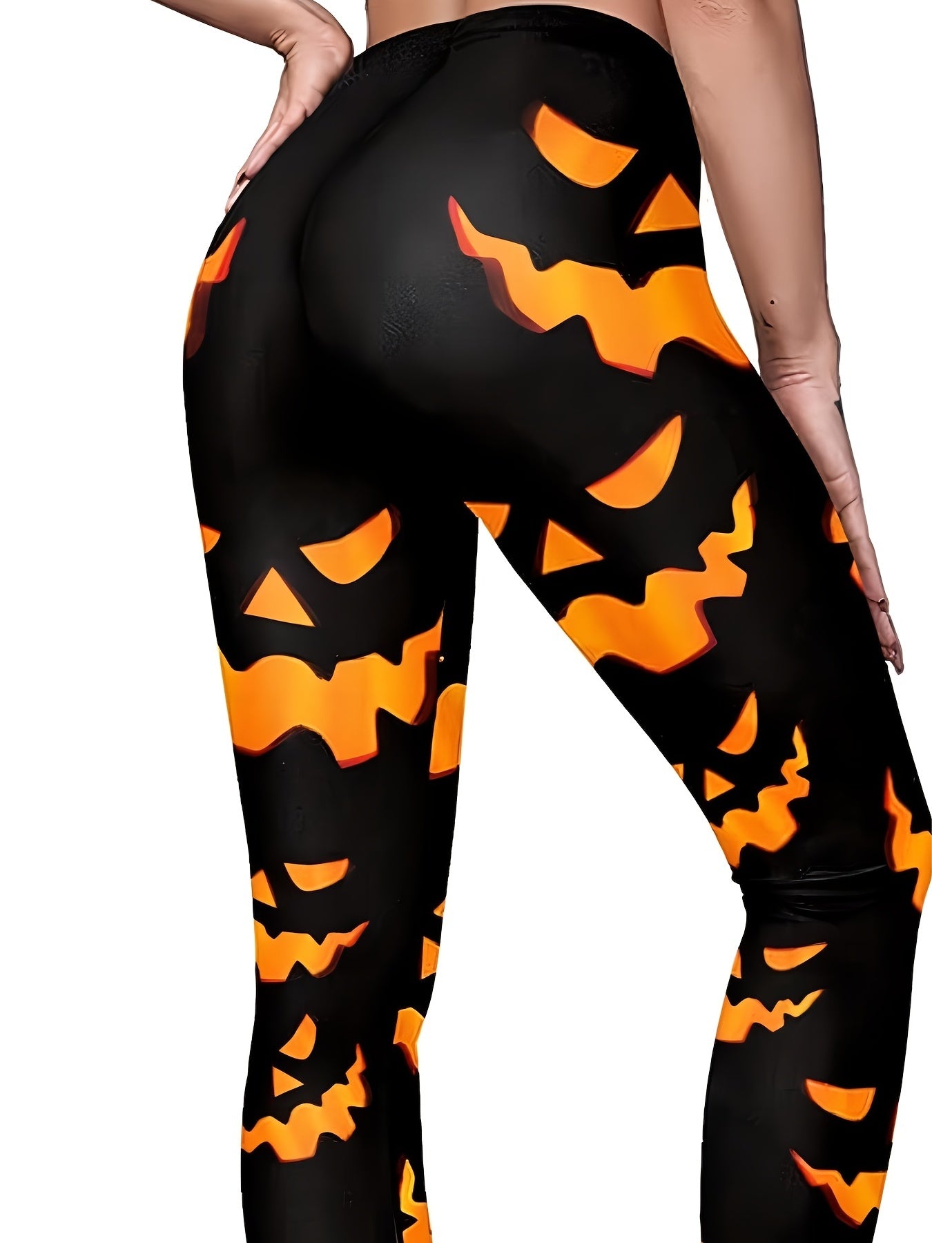  Pumpkin Print High Waisted Yoga Leggings