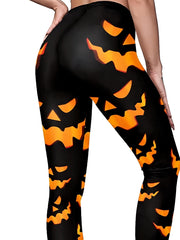  Pumpkin Print High Waisted Yoga Leggings