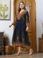  Tribal & Paisley Print Maxi Dress