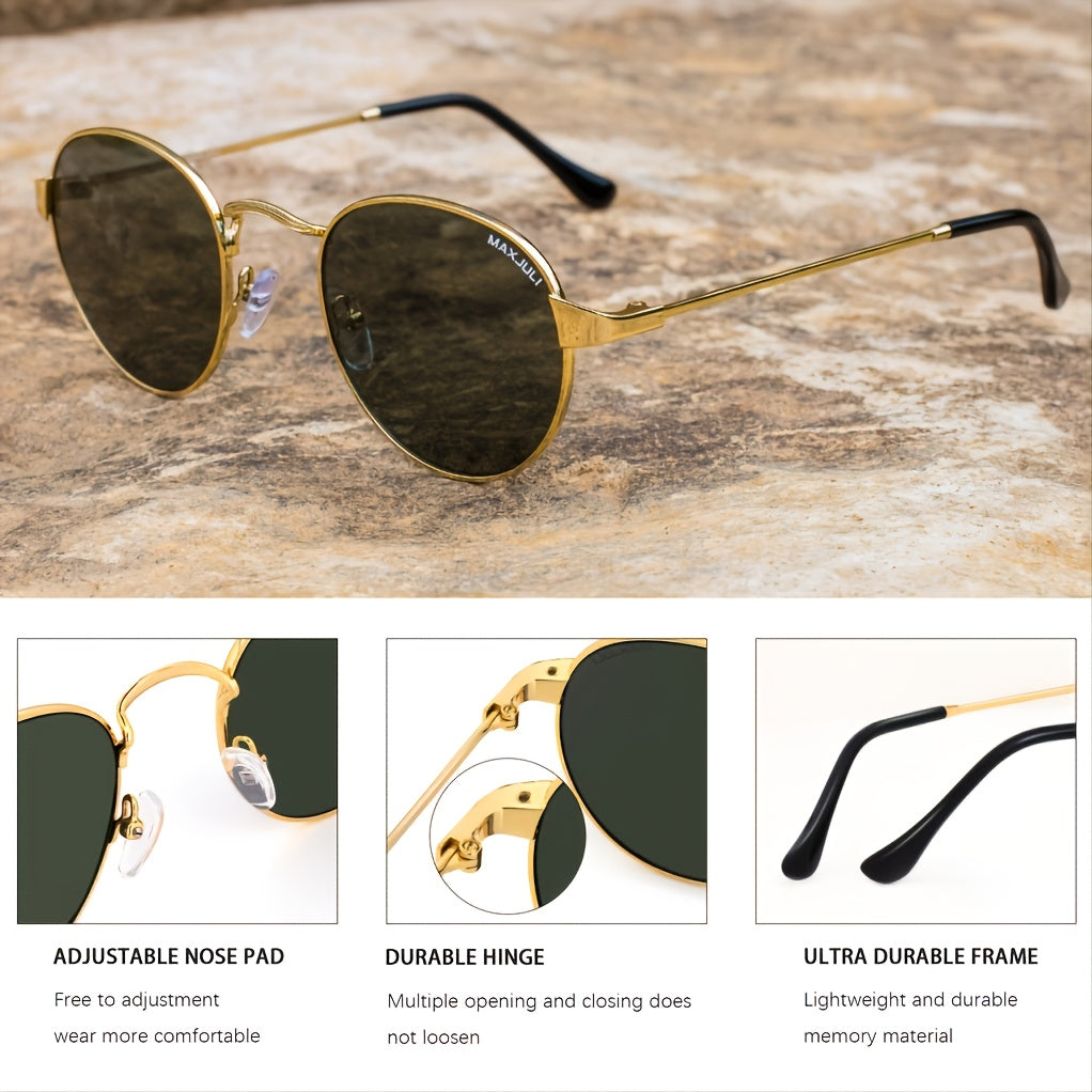 MAXJULI Retro Round Sunglasses UV Protection Glasses Non Slip Handle