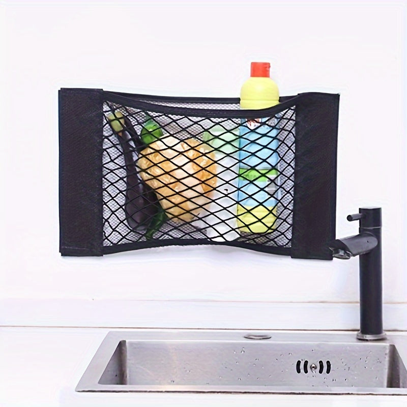 1pc Cabinet Mesh Storage Bag Door Back Wall Hanging Punch Bag