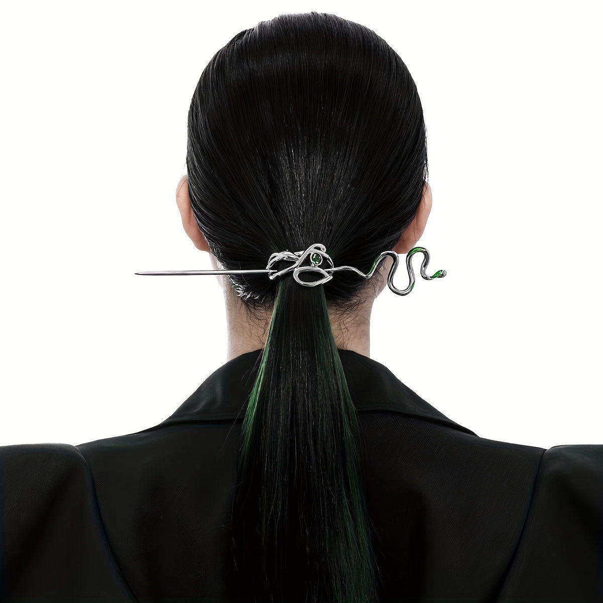 Gothic Snake Shape Hairpin Silvery Metal Hair Stick Dark Style Hair Accessories