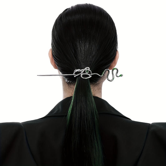 Gothic Snake Shape Hairpin Silvery Metal Hair Stick Dark Style Hair Accessories