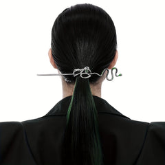 Gothic Snake Shape Hairpin Silvery Metal Hair Stick Dark Style Hair Accessories
