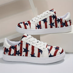 Women's Star Pattern & Striped Sneakers Low Top Canvas Shoes
