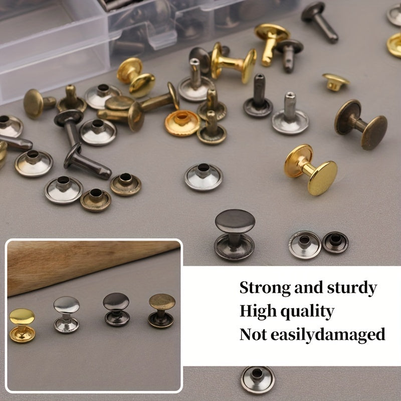 240 Double Cap Rivets Tubular 4 Colors DIY Leather Craft Kit