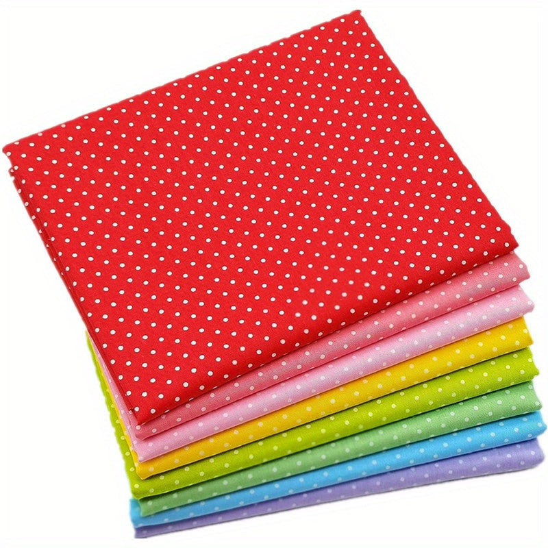 8pcs Polka Dot Cotton Fabric Bundle for DIY Crafting