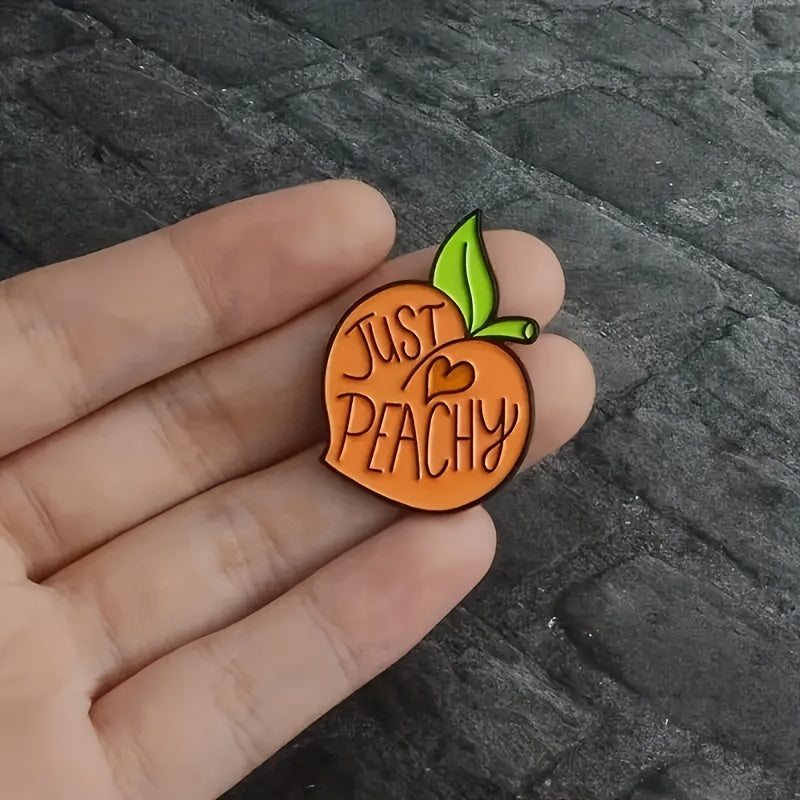 Cartoon Peach Brooches Heart Shaped Lapel Pin Yellow Peach Brooch