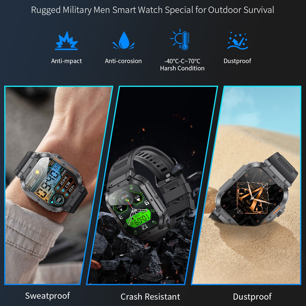 Unisex Sports Smart Watch Waterproof Dial Watch For Activities Tracker