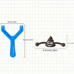 6pcs Poop Sling Prank Toy Set Poo Launcher TPR Elastic Shooter