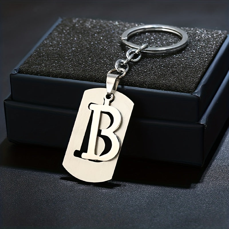Stainless Steel A Letters Key Chain Charm 26 Letter Keychain Women Couple Gift