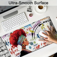 African American Girl Queen Women Mouse Pad XL