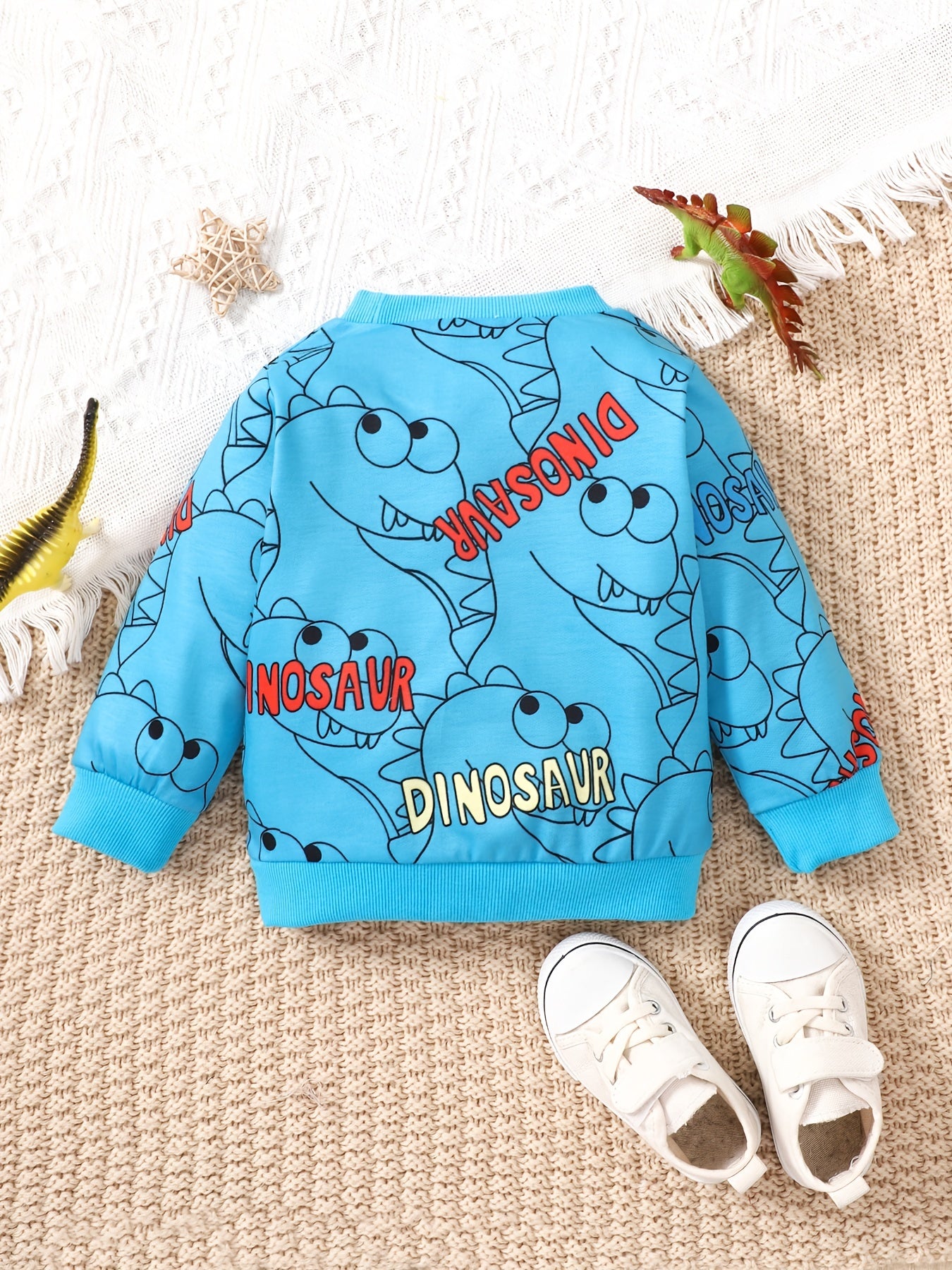 Girls Dinosaur Print Long Sleeve Pullover Sweatshirt