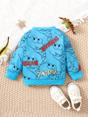 Girls Dinosaur Print Long Sleeve Pullover Sweatshirt