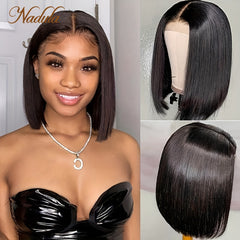 Short Bob Lace Front Wigs Human Hair Transparent Lace Closure Wigs