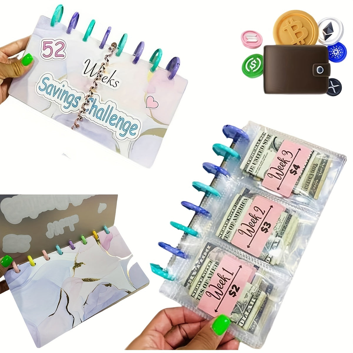 1pc Savings Binder 52 Week Savings Challenge Binder Reusable Budget Book