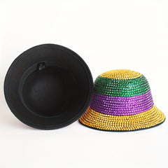 Rhinestone Y2K Bucket Hat Casual Block Fisherman Cap