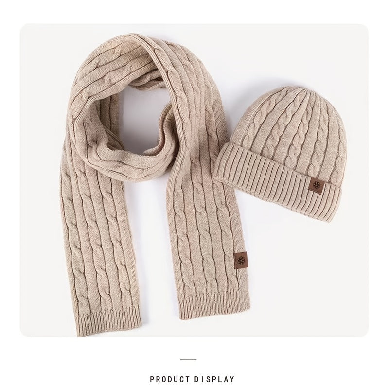 Alpaca Fleece Knitted Hat Scarf Gloves Set for Men Women