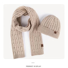 Alpaca Fleece Knitted Hat Scarf Gloves Set for Men Women