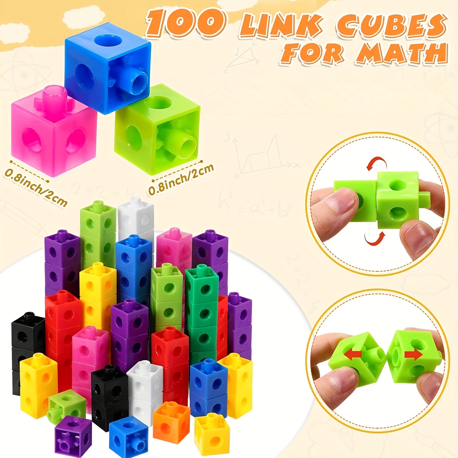 200pcs Structural Square Block Set for Counting Sorting and Building