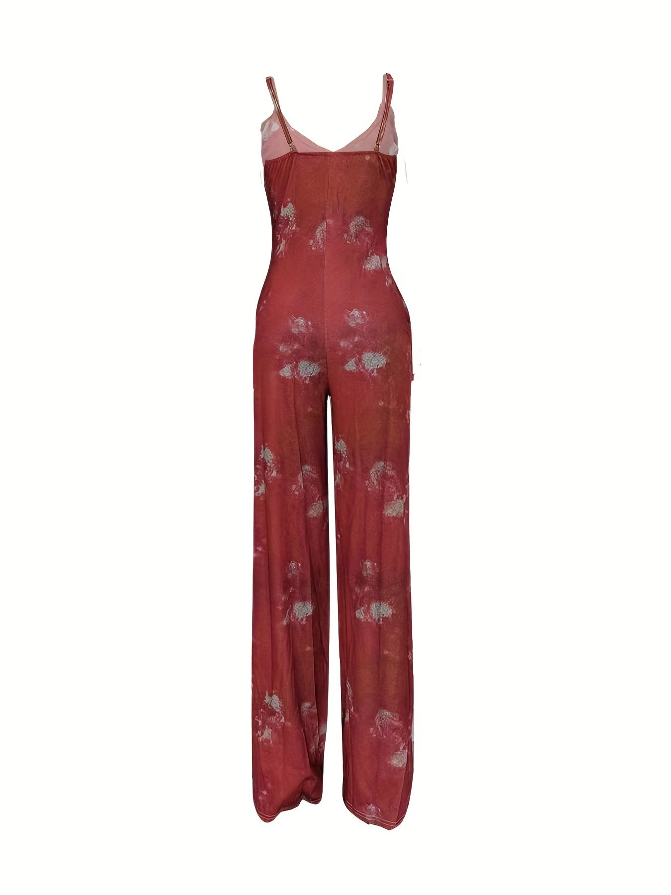 Tie Dye V-Neck Cami Jumpsuit Casual Sleeveless Jumpsuit