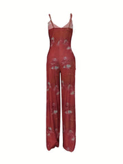 Tie Dye V-Neck Cami Jumpsuit Casual Sleeveless Jumpsuit