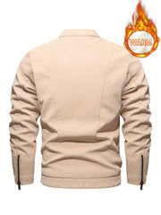 Men's Soft Shell PU Leather Jacket Windproof Waterproof