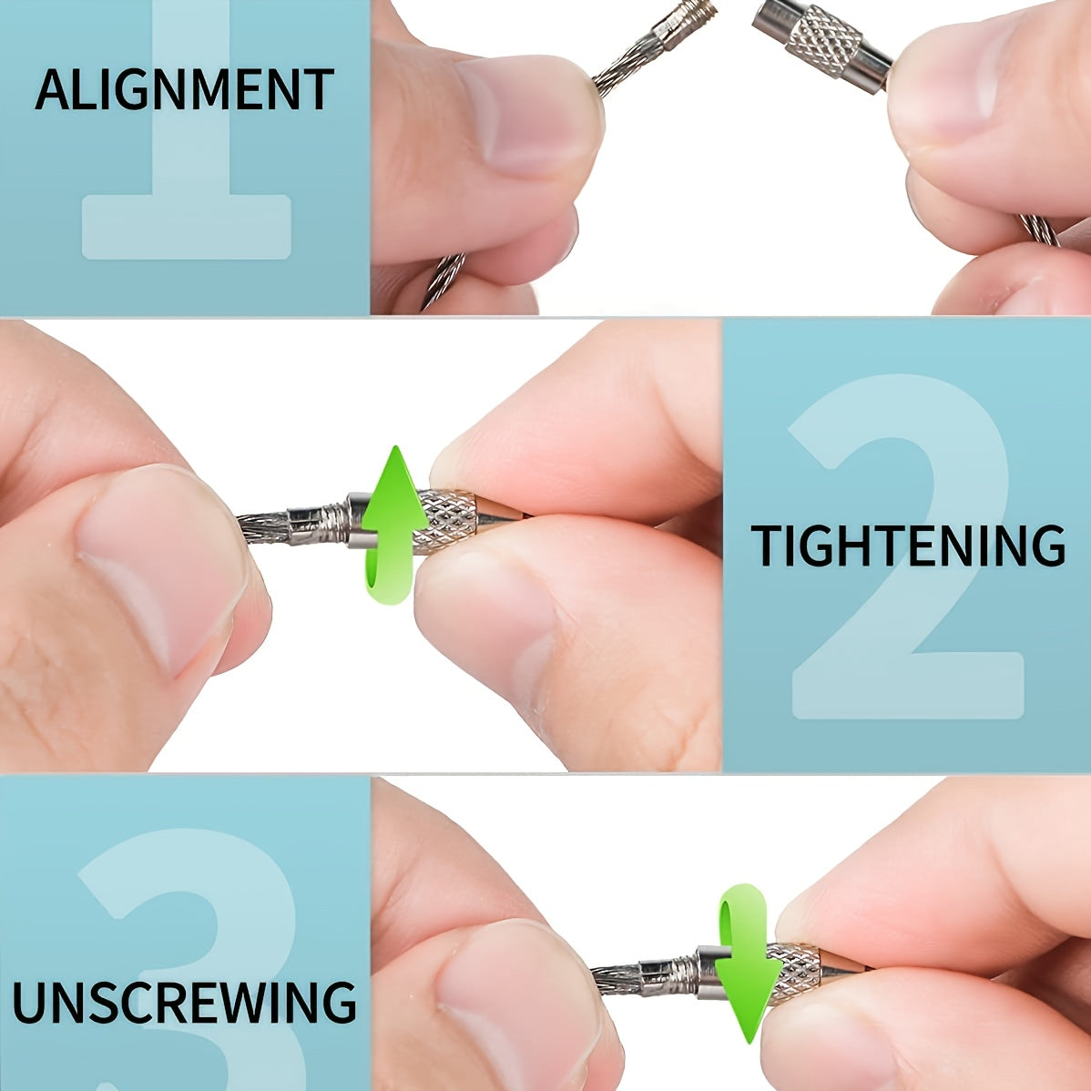Stainless Steel Wire Keychain Cable Loop for Hiking