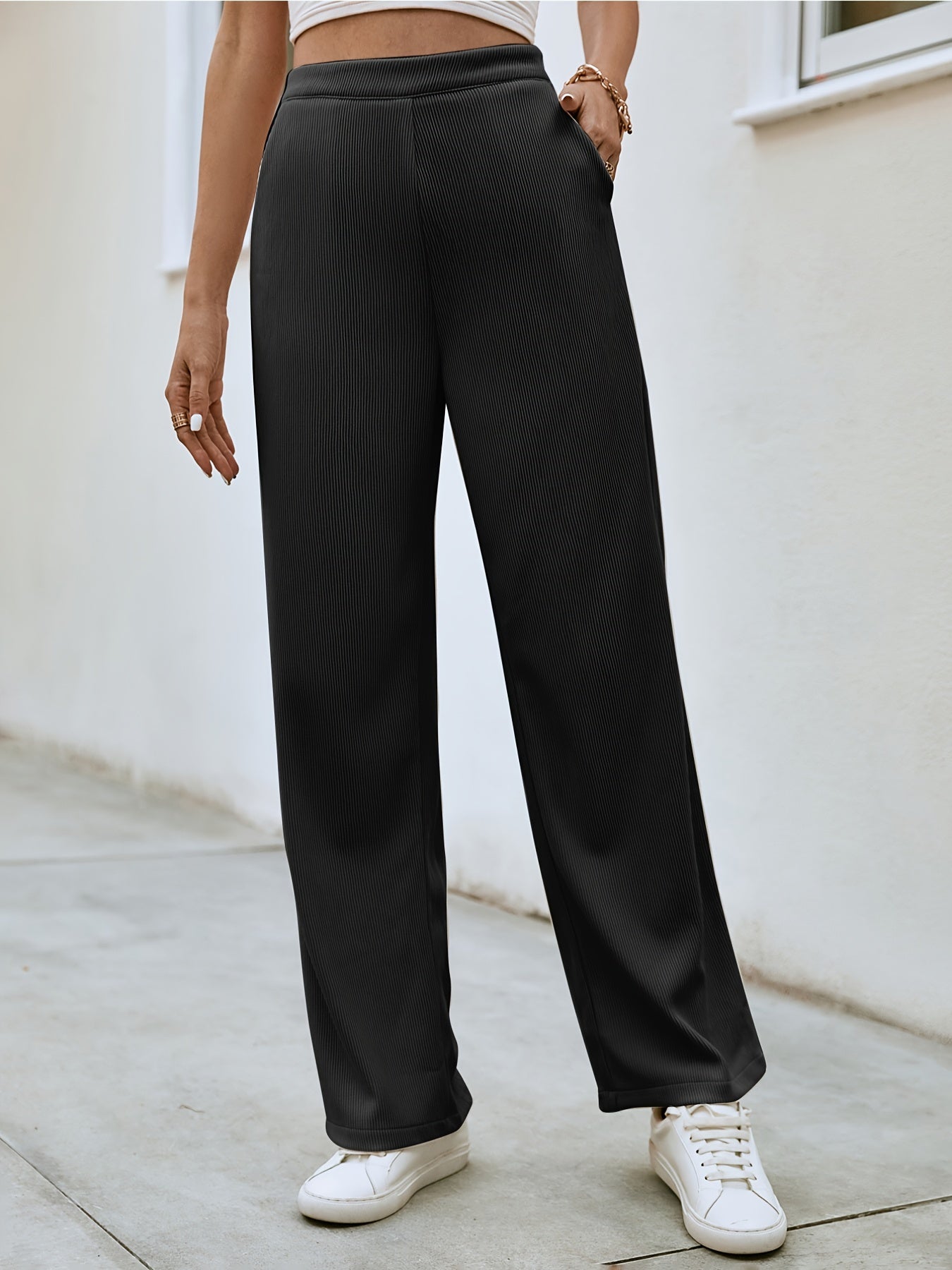 Wide Leg High Waist Pants With Pocket