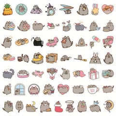 55pcs Whimsical Cat Stickers Glasses Cupcakes Water Bottles Notebooks