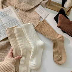 4 Pairs Argyle Print Socks Comfy & Warm Mid Tube Women's Stockings
