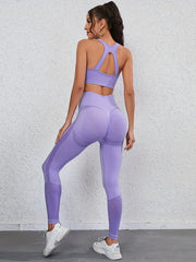 Yoga Set Round Neck Top & High Waist Leggings Activewear