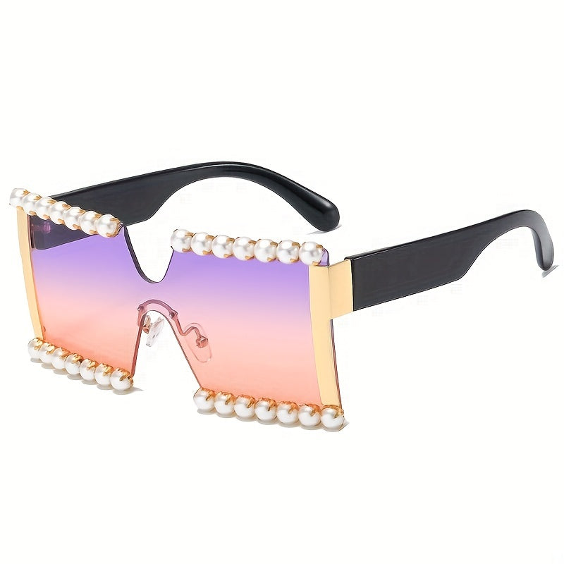 Y2K Women's Faux Pearl Sunglasses Gradient UV400