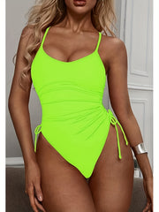  Solid Tummy Control One Piece Swimsuit