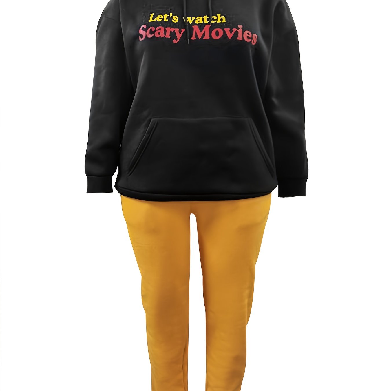 Halloween Gothic Outfits Set Women's Plus Slogan Graphic Print Hoodie