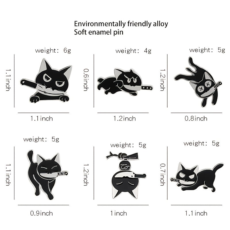 Cute Enamel Cat Handle Brooch Pin