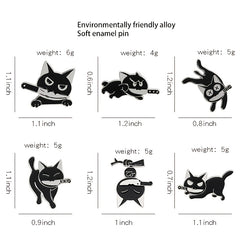 Cute Enamel Cat Handle Brooch Pin