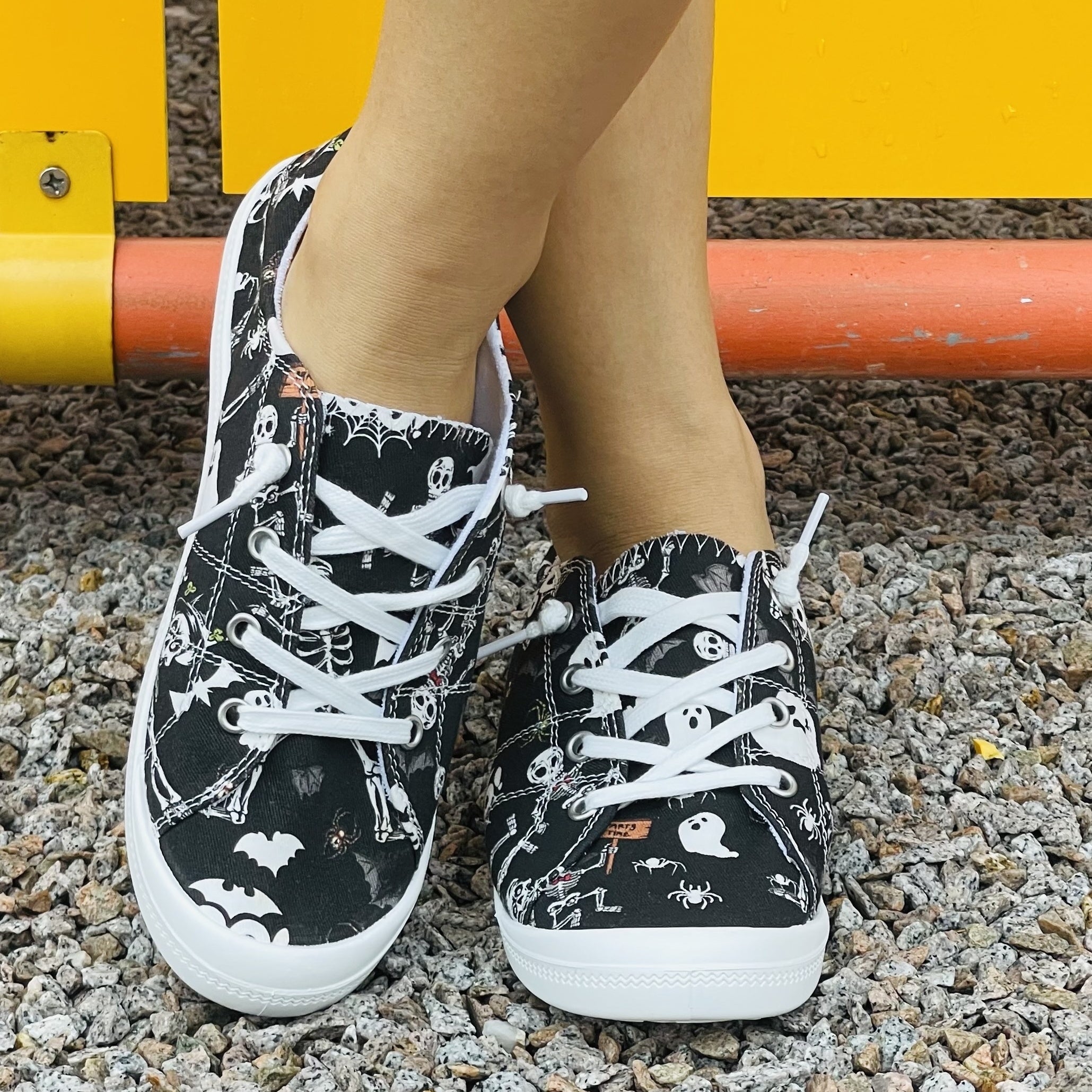 Women's Skull & Ghost Printed Shoes Lightweight Outdoor Canvas