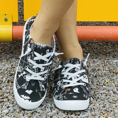 Women's Skull & Ghost Printed Shoes Lightweight Outdoor Canvas